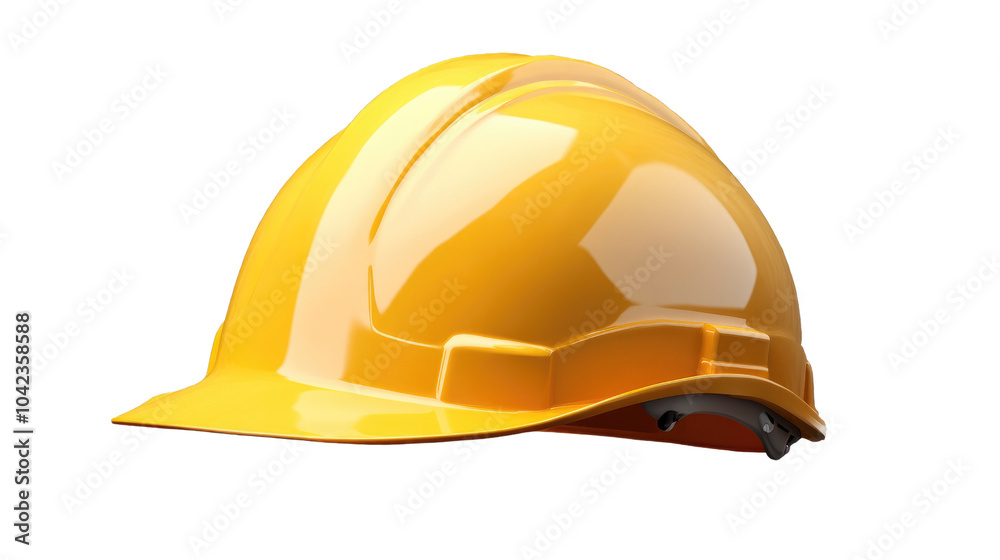 Fototapeta premium Yellow hard hat isolated on white background for construction safety equipment