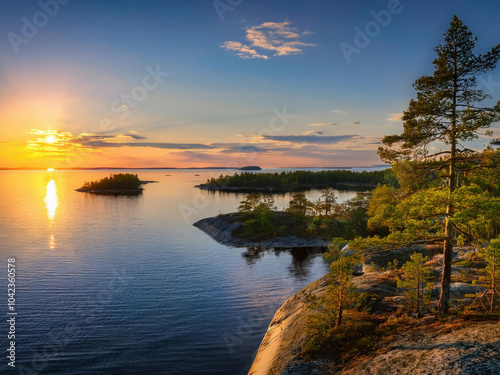 sunset over the water