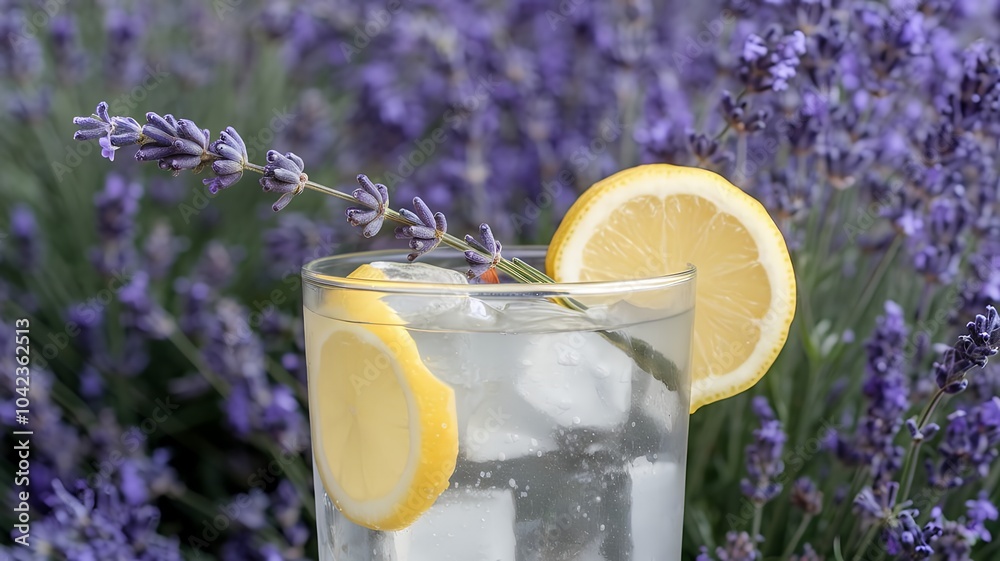Lavender lemonade with ice cubes: Lavender lemonade with ice cubes: