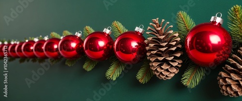 Christmas ball decorations and natural pine cones is elegantly.