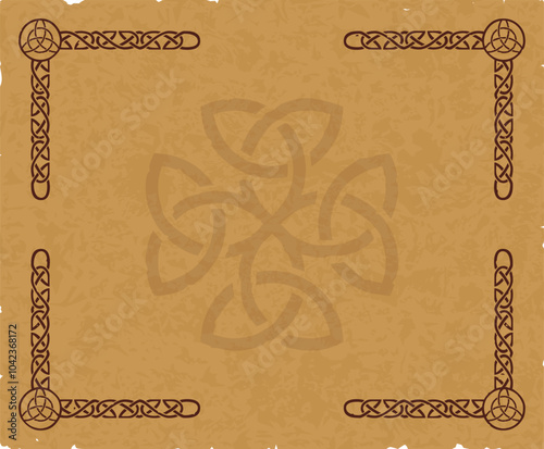 Brown Parchment with Celtic Braid Frame and Knot Ornament