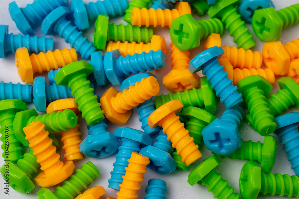 plastic screws, macro photo, background or texture plastic screws, macro photo, background or texture