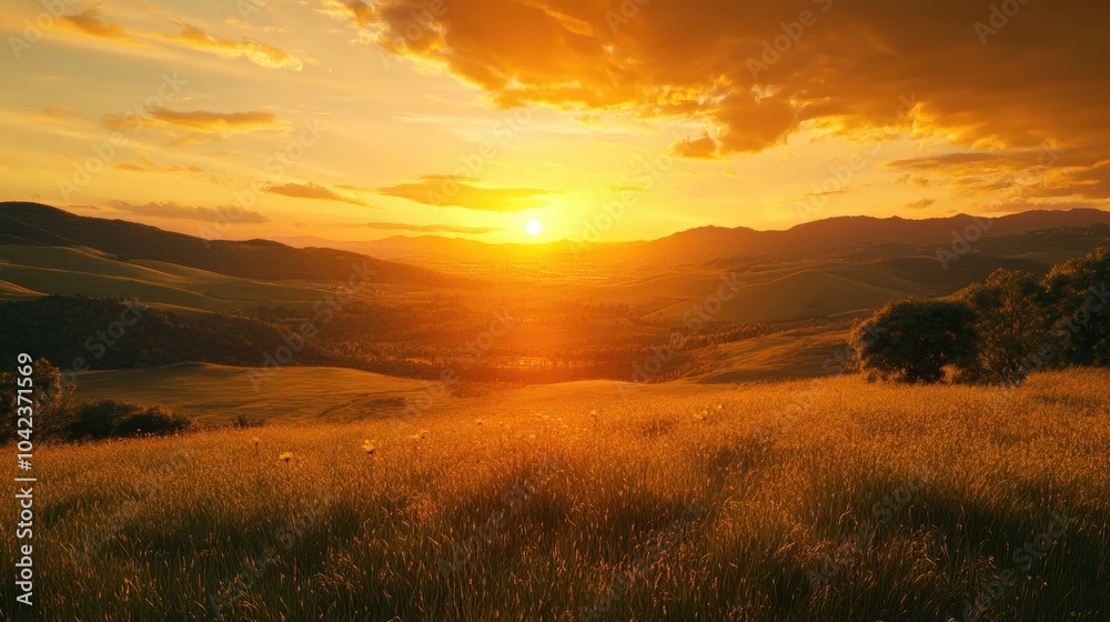 A picturesque sunset over rolling hills, symbolizing the beauty of shared experiences and memories A picturesque sunset over rolling hills, symbolizing the beauty of shared experiences and memories