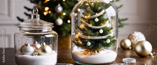Merry Christmas and Happy New Year concept, featuring a close-up of an elegant Christmas tree beautifully