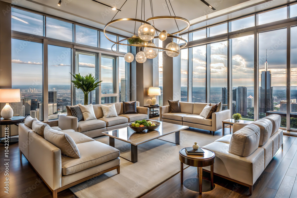 Fototapeta premium Chic Urban Penthouse Living Room