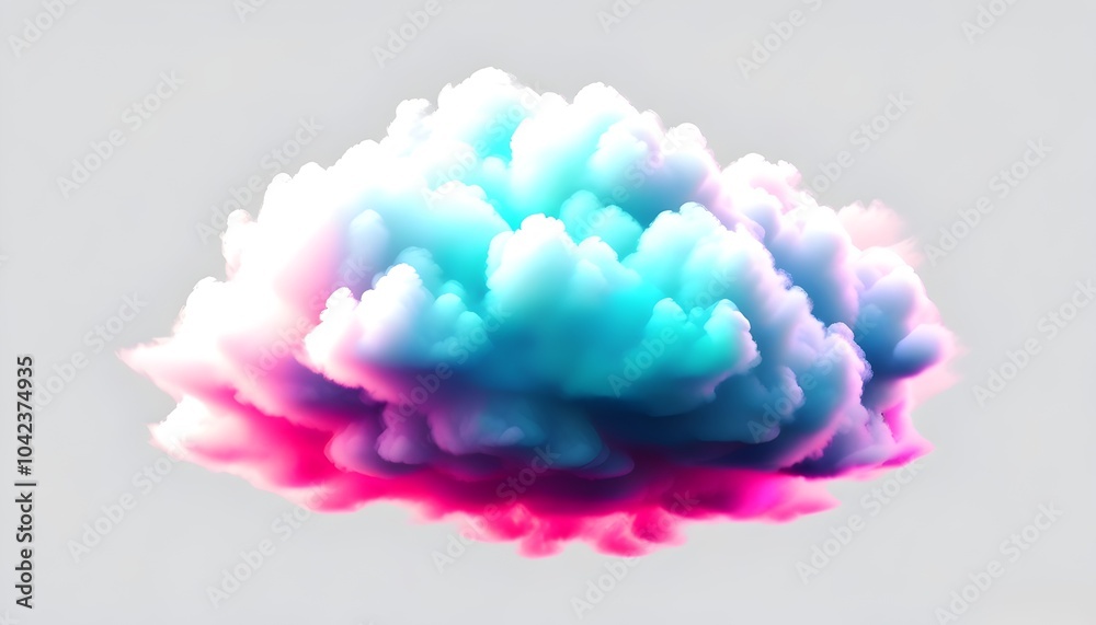 Fototapeta premium vibrant neon cloud floating on a clean white background