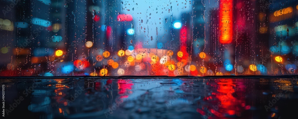 Obraz premium Cityscape night view, vibrant colors, city lights, wide shot, dynamic