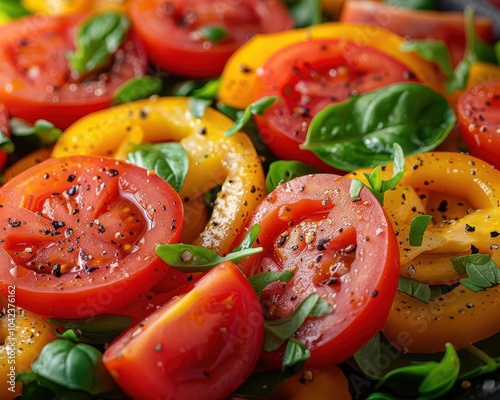 Fitness nutrition meal, vibrant colors, fresh ingredients, close-up, inviting