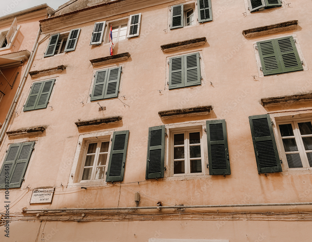 Naklejka premium italian streets, romantic street in italy, atmospheric italian street, streets in italy, Italian shutters