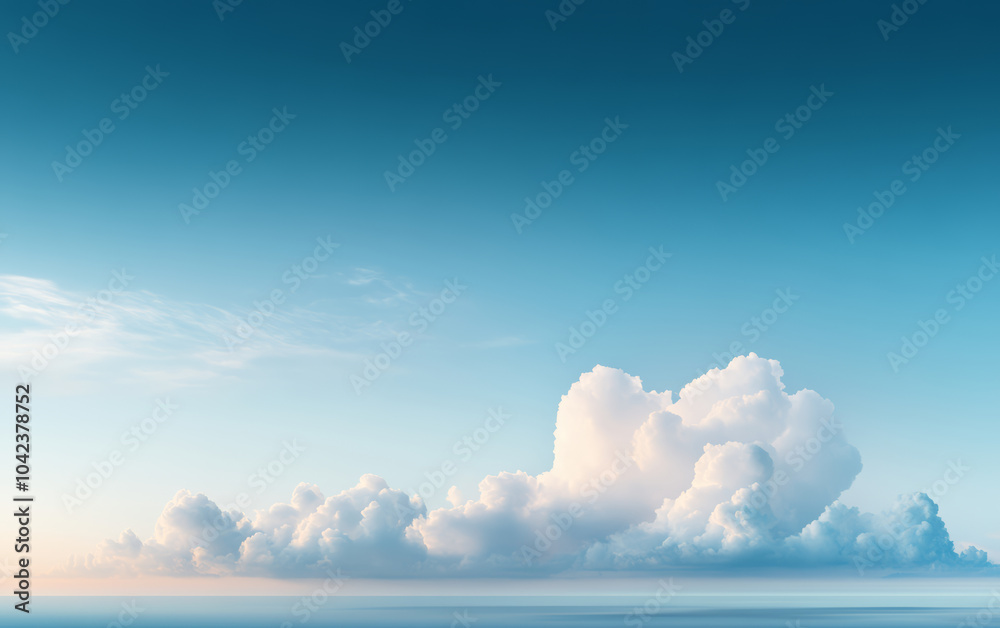 Obraz premium Fresh blue sky and white clouds graphic design background