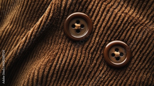 Wallpaper Mural Close-up of two brown buttons on a brown corduroy fabric. Torontodigital.ca