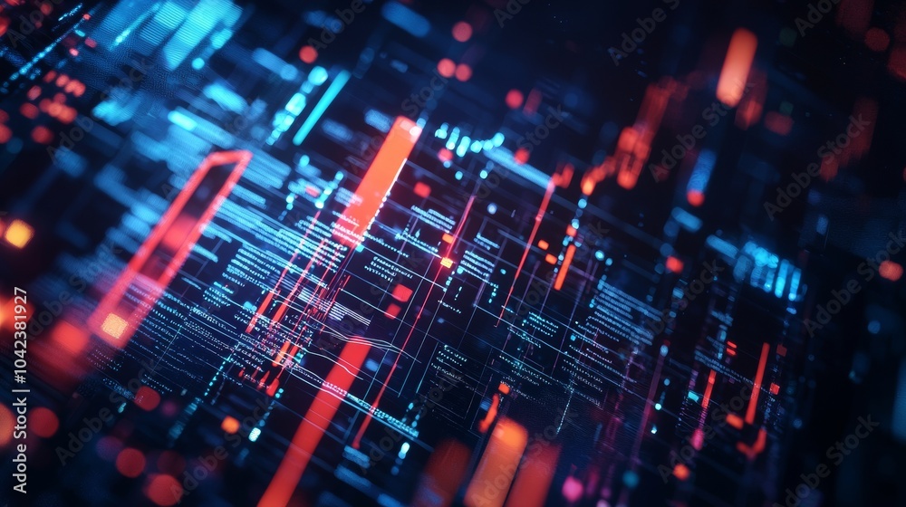 Abstract digital technology background with blue and red lights Abstract digital technology background with blue and red lights