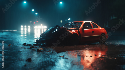 Wallpaper Mural Car crash dangerous accident on the road at night copy space. Generative AI Torontodigital.ca