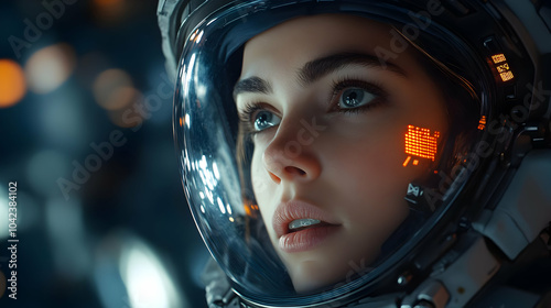 Close-up of an astronaut wi...