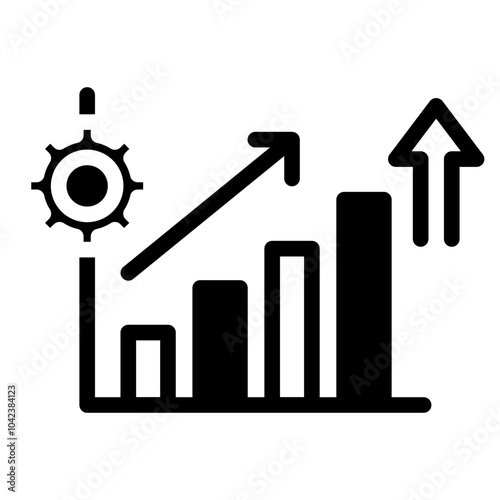 Growing graph icon. Growth chart icon. Growing bar graph