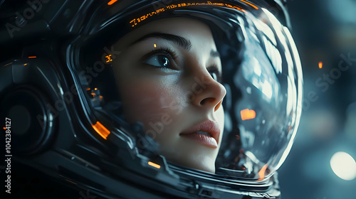 A close-up of an astronaut ...
