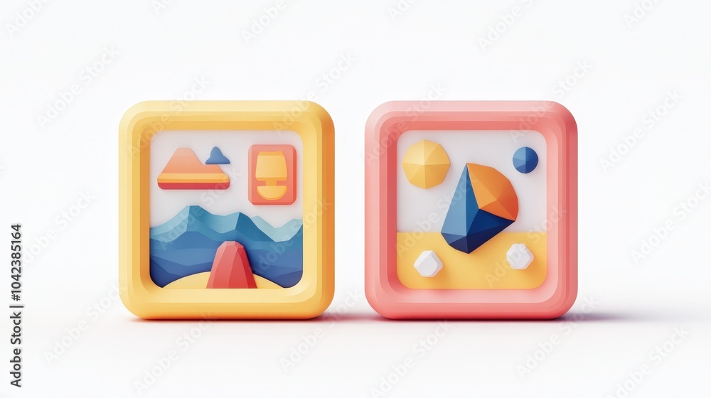 Colorful Square Illustrations of Geometric Shapes Colorful Square Illustrations of Geometric Shapes