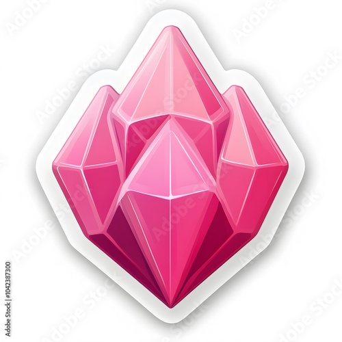 A vibrant pink crystal cluster with sharp geometric edges, radiating a modern and stylized aesthetic.