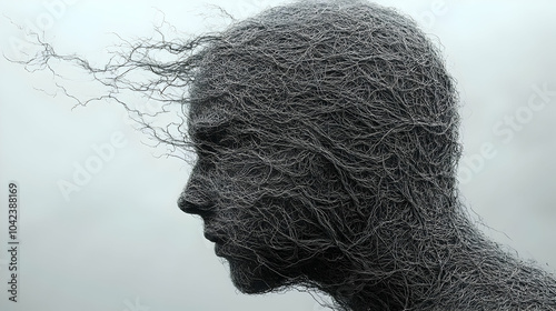 A silhouette of a head made...