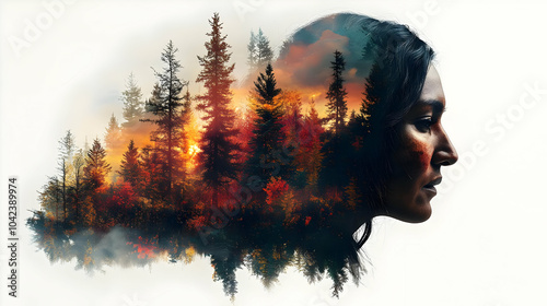 A woman's profile blended w...