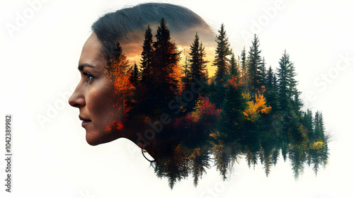 A woman's profile blended w...