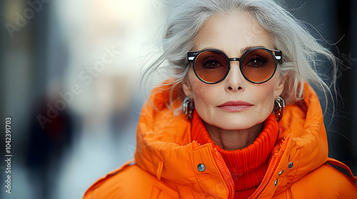 A stylish older woman in or...
