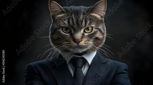 A cat in a suit, exuding a ...