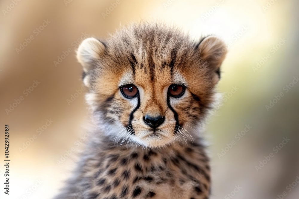 Mystic portrait of baby African Cheetah in studio, copy space on right side, Headshot, Close-up View, isolated on white background Mystic portrait of baby African Cheetah in studio, copy space on right side, Headshot, Close-up View, isolated on white background