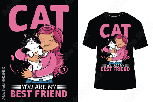 Cat you are my best friend t-shirt design or poster design, pet animal vector art