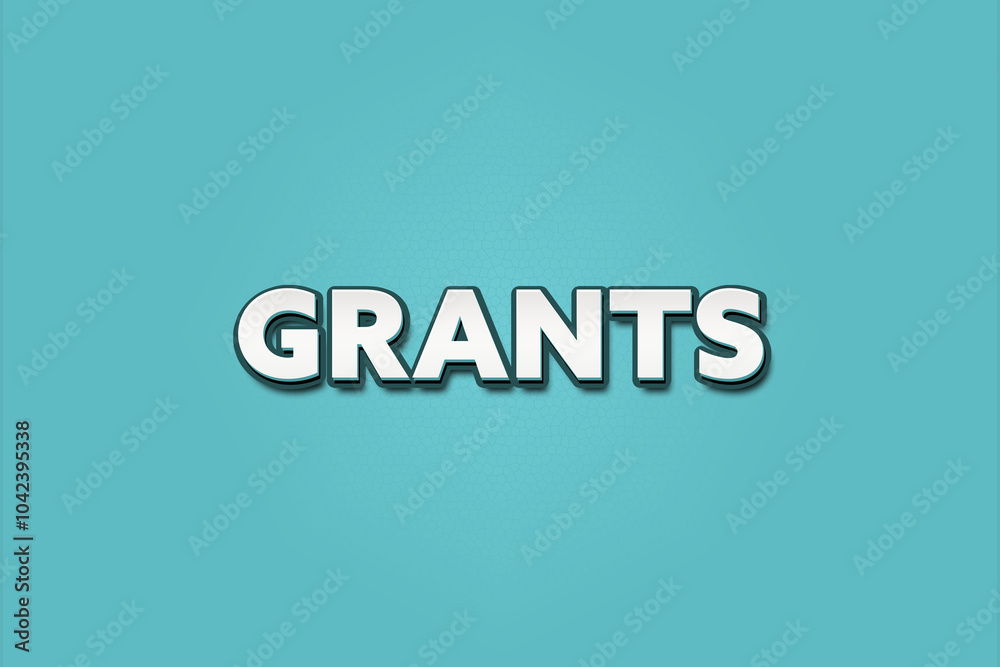 Fototapeta premium Grants. A Illustration with white text isolated on light green background.