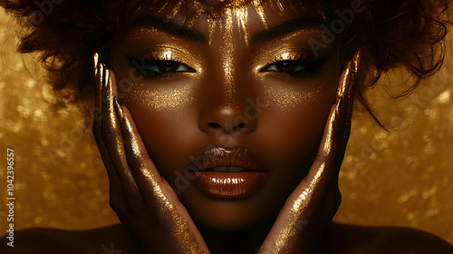 Portrait of a woman with go...