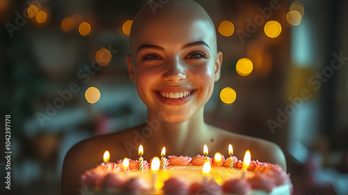A smiling woman with a birt...