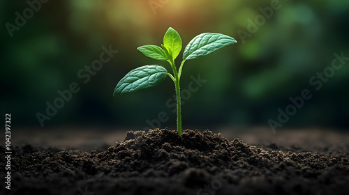 A young plant sprouting from rich soil, symbolizing growth.