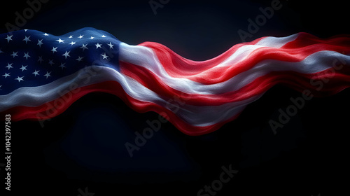 Flowing American flag on a ...