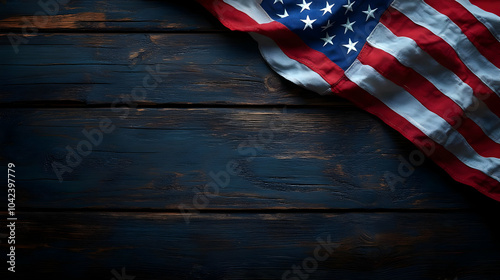 American flag draped over a...