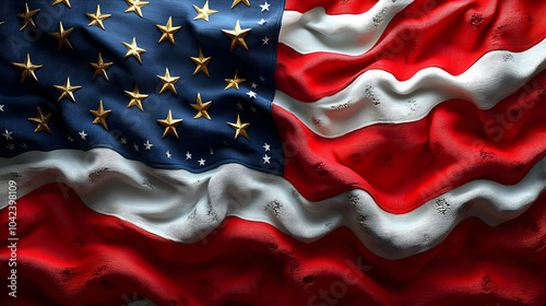 Waving American flag with s...