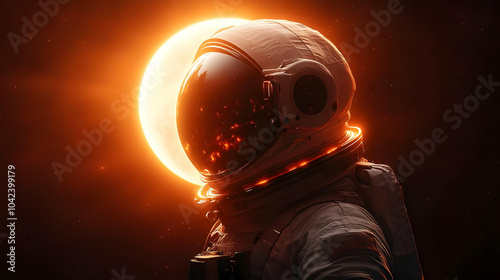 Astronaut silhouette agains...