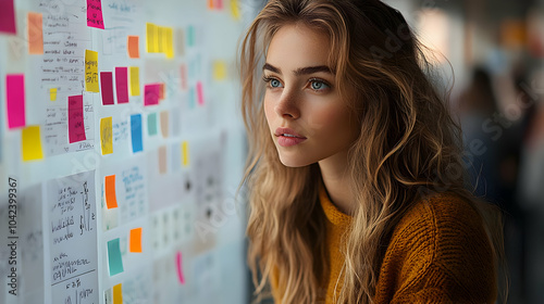 A thoughtful young woman ga...