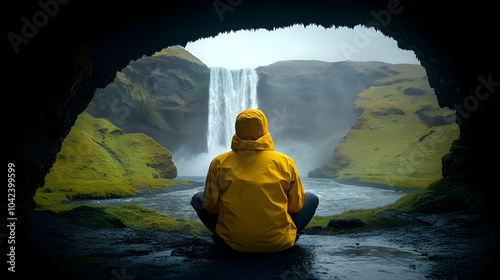 A person in a yellow jacket...