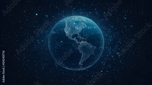 A digital representation of Earth surrounded by stars.