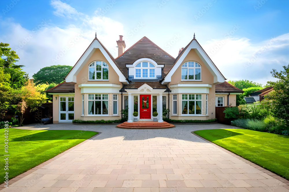 On a sunny day, a street view of a new home in the UK. On a sunny day, a street view of a new home in the UK.