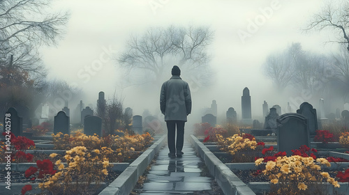 A solitary figure walks thr...