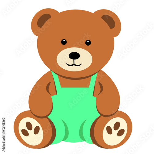 Teddy bear in overalls sitting