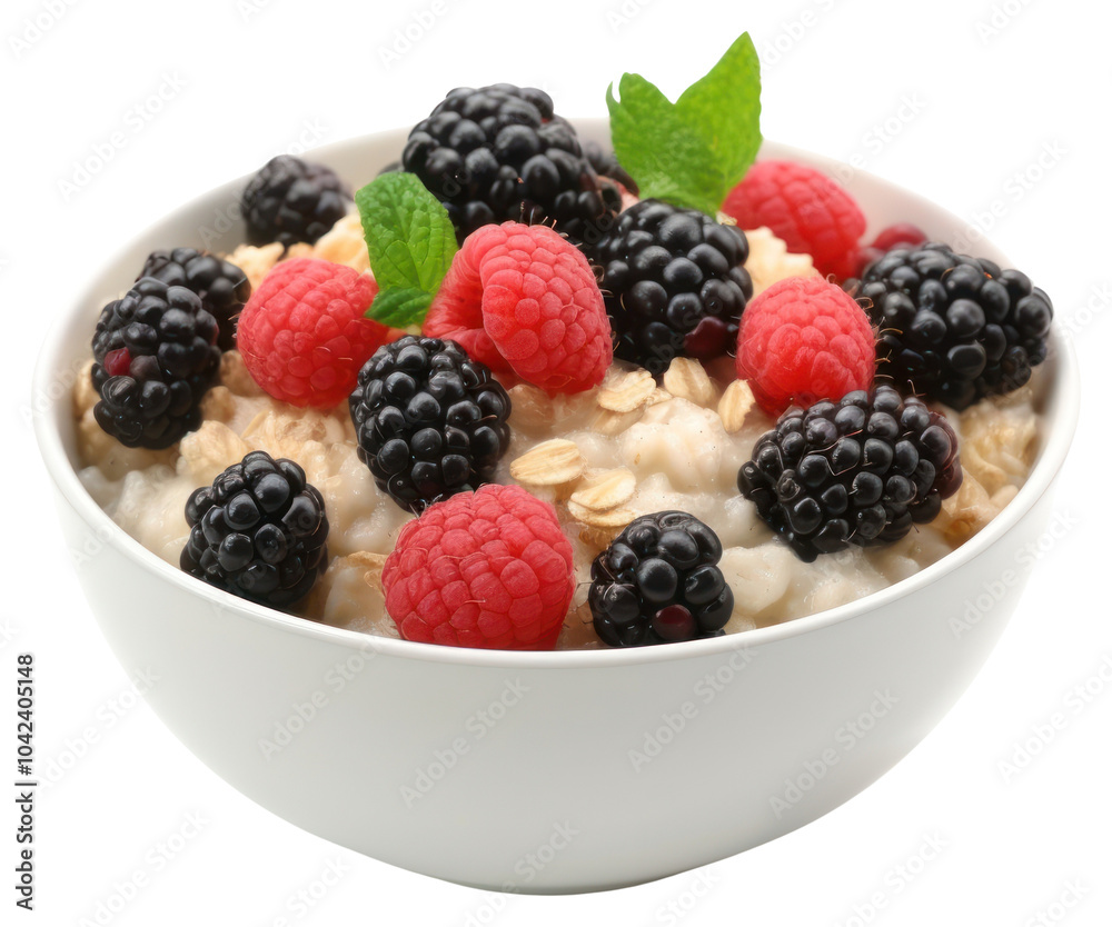 PNG Oatmeal porridge with mix-burry in bowl raspberry fruit plant. PNG Oatmeal porridge with mix-burry in bowl raspberry fruit plant.