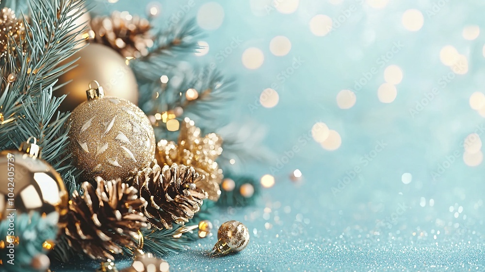 Festive Christmas Decorations with Ornaments and Snowflakes. Created with Generative AI Festive Christmas Decorations with Ornaments and Snowflakes. Created with Generative AI