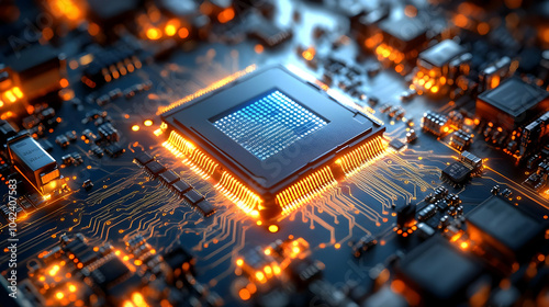 Close-up of a computer chip...