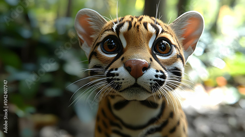 A close-up of a playful, re...
