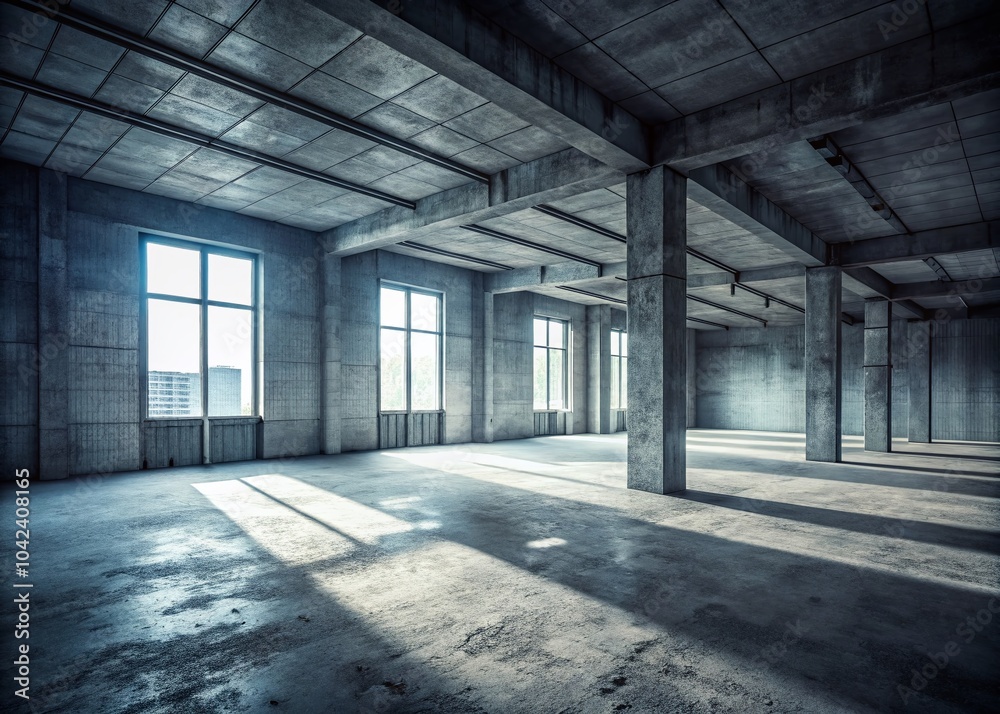 Abandoned Concrete Interior - High Depth of Field Empty Room Photography for Modern Architecture and Design Abandoned Concrete Interior - High Depth of Field Empty Room Photography for Modern Architecture and Design