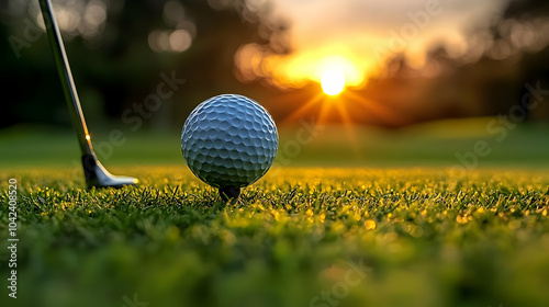 A golf ball on grass with a...