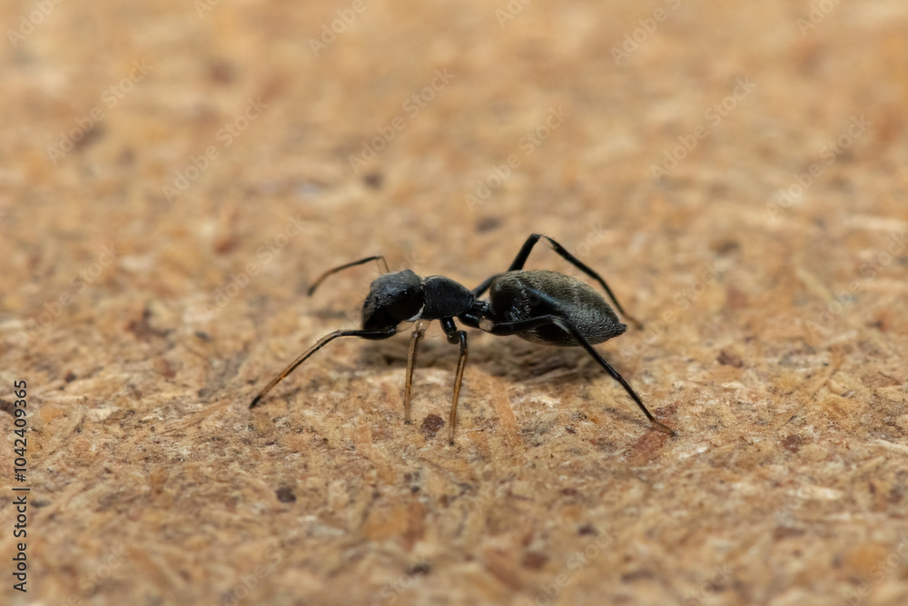 An ant-mimicking jumping spider (Myrmarachne sp), also known as an ant-like jumping spider An ant-mimicking jumping spider (Myrmarachne sp), also known as an ant-like jumping spider